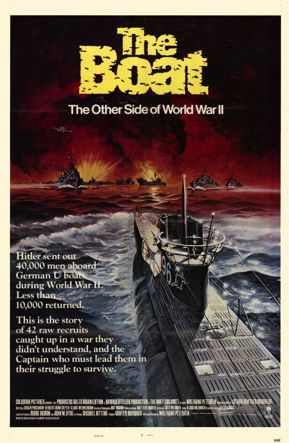 Das Boot Movie Poster Print featuring iconic submarine imagery.