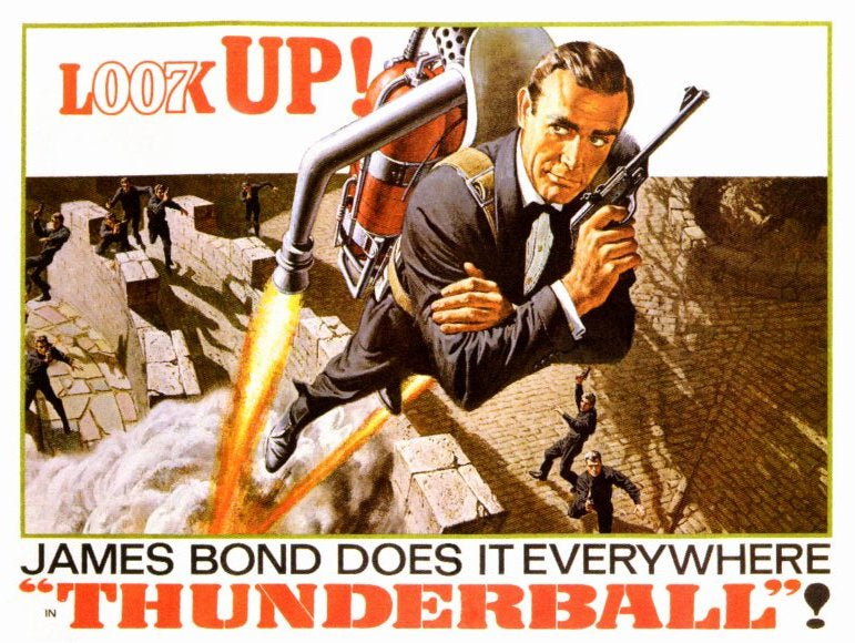 Thunderball Movie Poster Print featuring classic James Bond imagery.