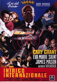 North by Northwest Movie Poster Print featuring classic Hitchcock design.