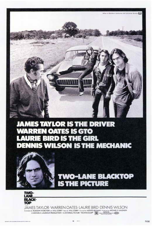 Two Lane Blacktop Movie Poster Print featuring classic cinema art.