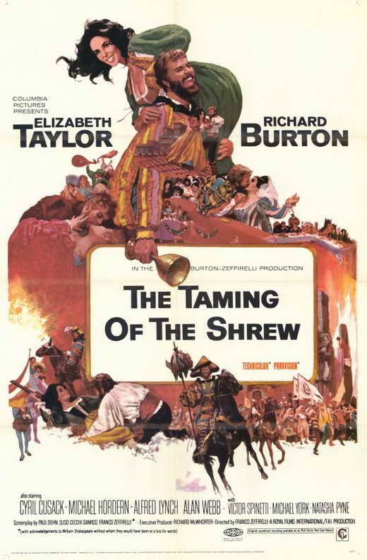 The Taming of the Shrew Movie Poster Print showcasing the classic comedy.