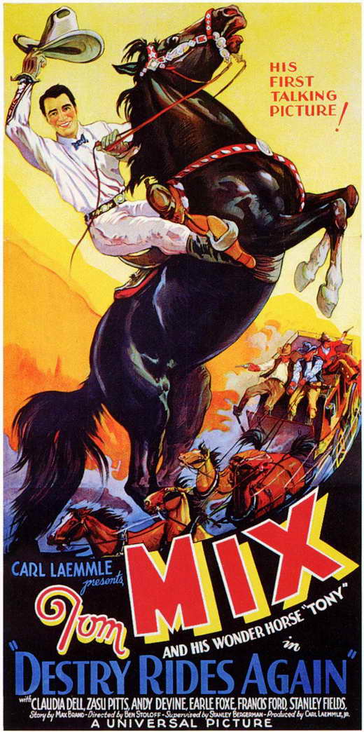 Destry Rides Again Movie Poster Print showcasing classic Western film art.