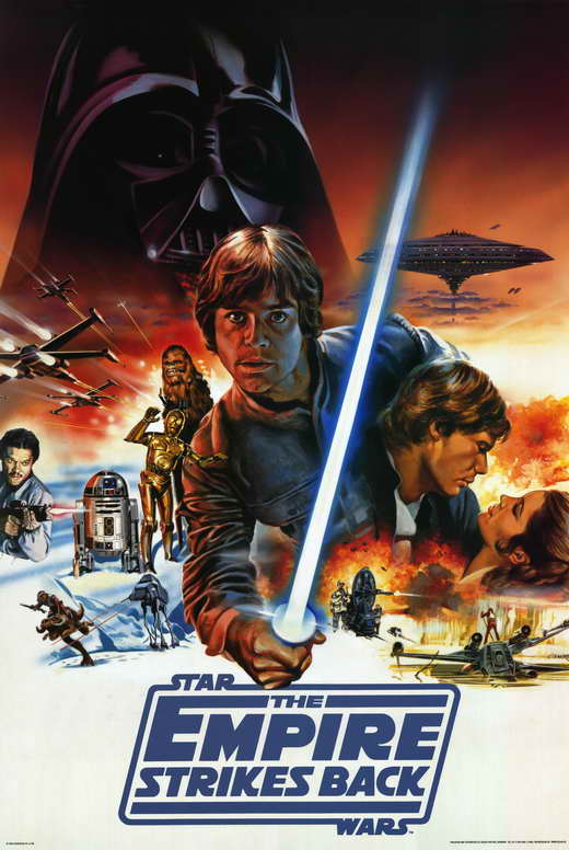 The Empire Strikes Back Movie Poster Print showcasing iconic scenes from the film.