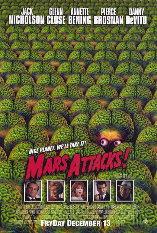 Mars Attacks! movie poster print featuring vibrant colors and iconic design.