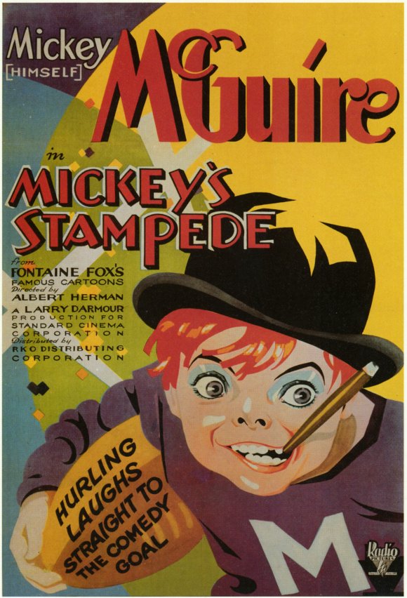 Mickey's Stampede Movie Poster Print featuring Mickey Mouse in a vibrant scene.