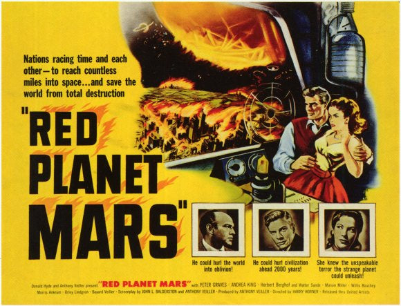 Red Planet Mars Movie Poster Print featuring a vivid depiction of Mars.