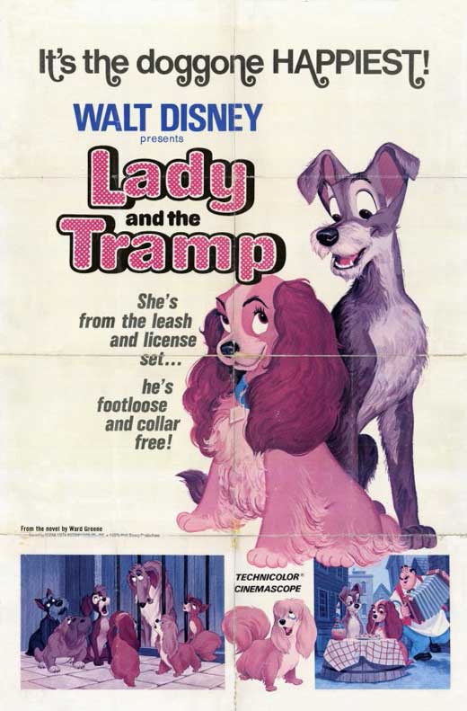Lady and the Tramp Movie Poster Print showcasing iconic scene