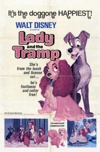 Lady and the Tramp Movie Poster Print showcasing iconic scene