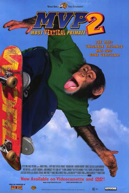 MVP 2: Most Vertical Primate Movie Poster Print featuring a playful design.