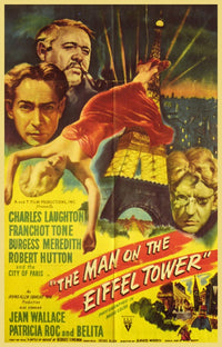The Man on the Eiffel Tower movie poster print featuring the iconic Eiffel Tower.