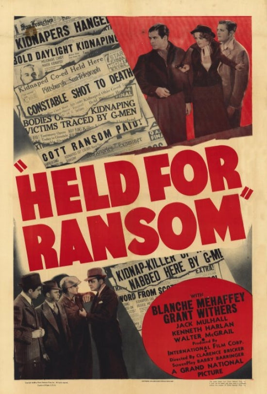 Held for Ransom Movie Poster Print showcasing cinematic suspense and drama.