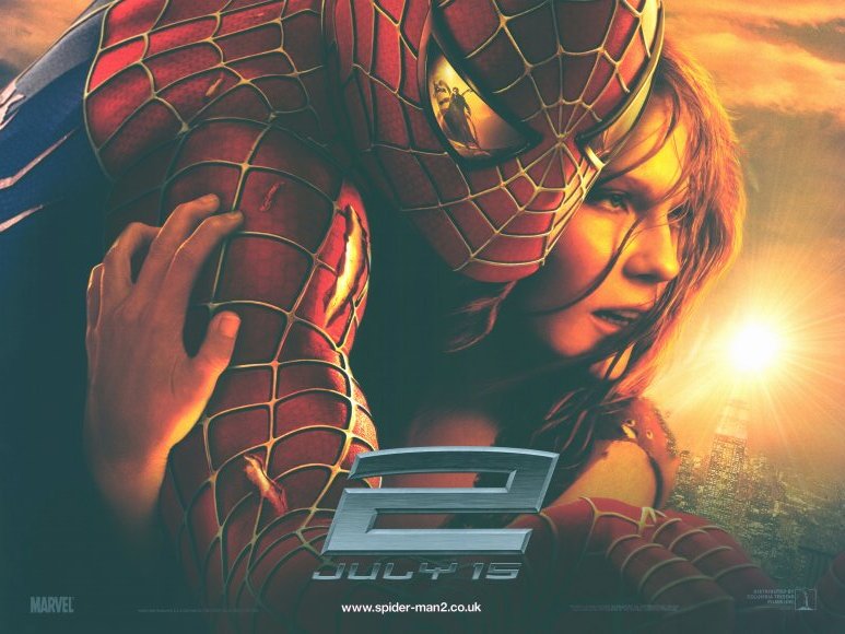 Spider-Man 2 Movie Poster Print featuring dynamic superhero action.