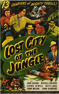 Lost City of the Jungle Movie Poster Print featuring vibrant jungle visuals.