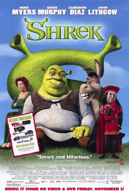 Shrek Movie Poster Print featuring iconic characters from the animated film.
