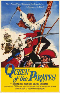 Queen of the Pirates Movie Poster Print featuring dynamic pirate-themed artwork.
