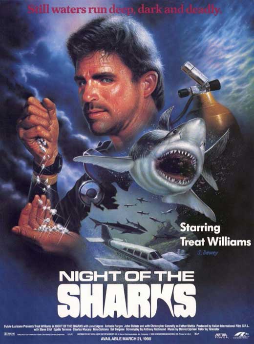 Night of the Sharks Movie Poster Print showcasing thrilling underwater adventure.