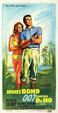 Dr. No Movie Poster Print featuring iconic James Bond artwork.