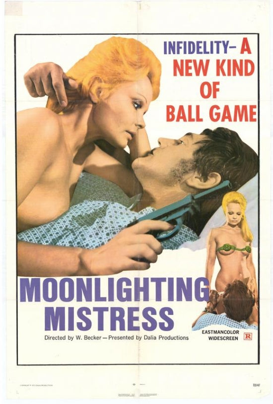 Moonlighting Mistress Movie Poster Print showcasing vibrant colors and cinematic appeal.