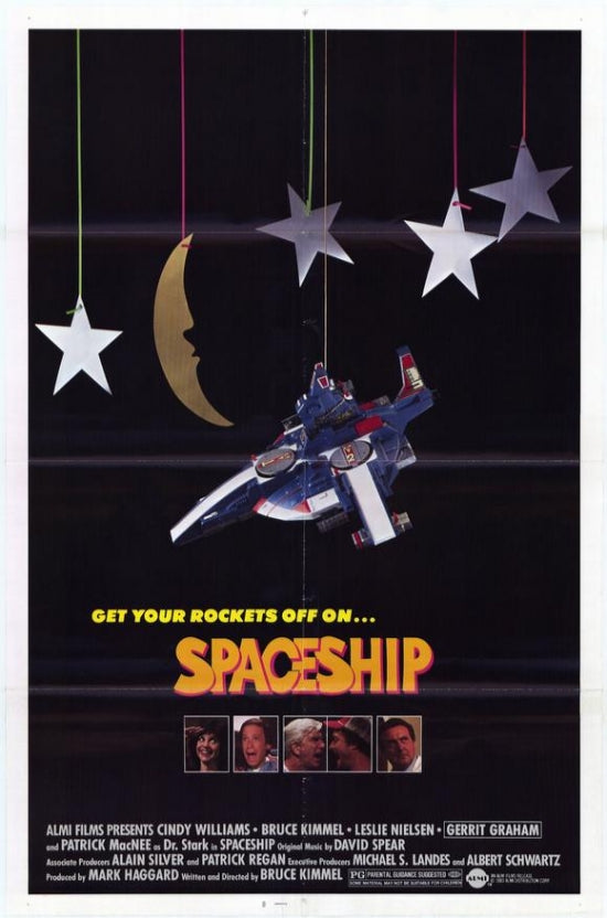 Spaceship Movie Poster Print featuring vibrant sci-fi design.