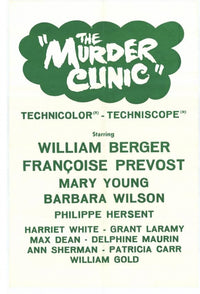 The Murder Clinic Movie Poster Print showcasing suspense and intrigue.