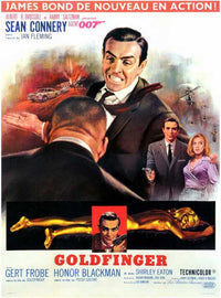 Goldfinger Movie Poster Print featuring iconic James Bond imagery.