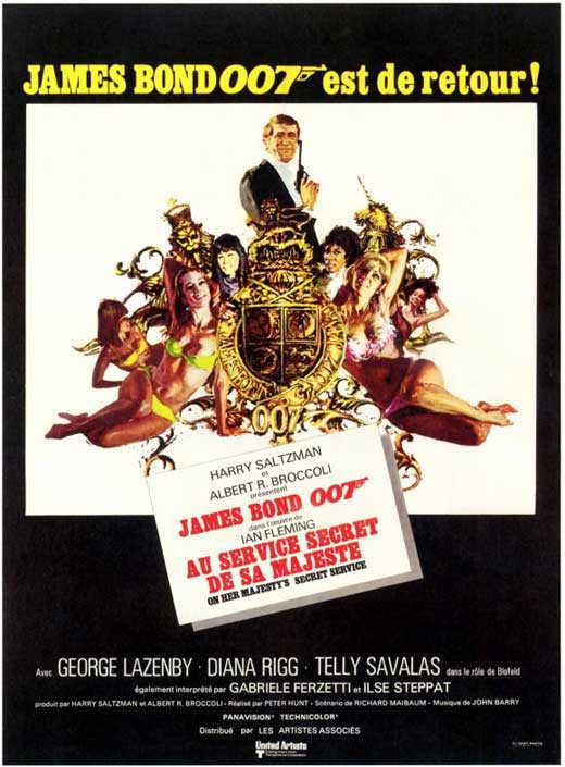 On Her Majesty's Secret Service movie poster print featuring classic cinema artwork.