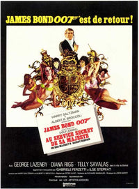 On Her Majesty's Secret Service movie poster print featuring classic cinema artwork.