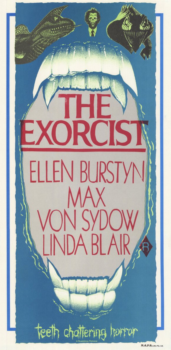The Exorcist Movie Poster Print featuring iconic horror imagery.