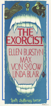 The Exorcist Movie Poster Print featuring iconic horror imagery.