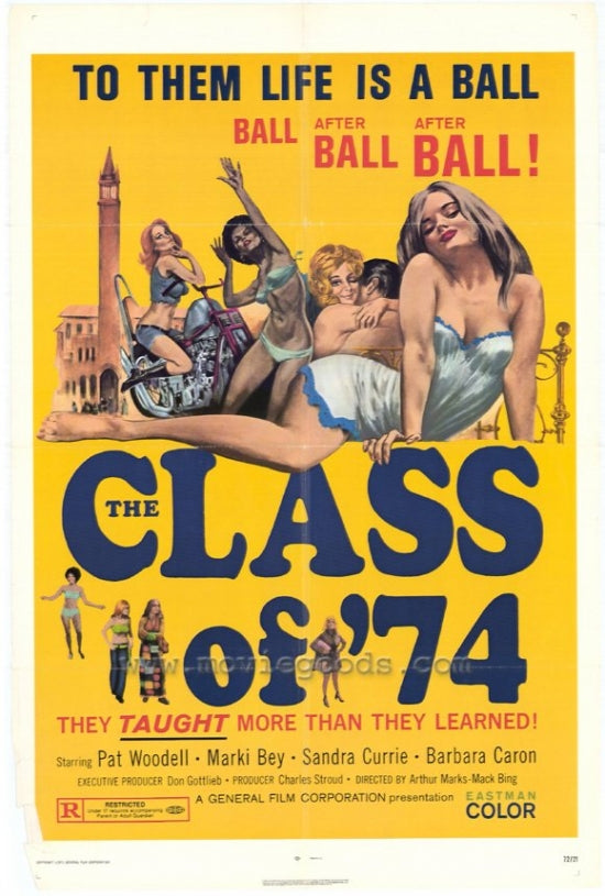 Class of 74 Movie Poster Print featuring vibrant retro design.