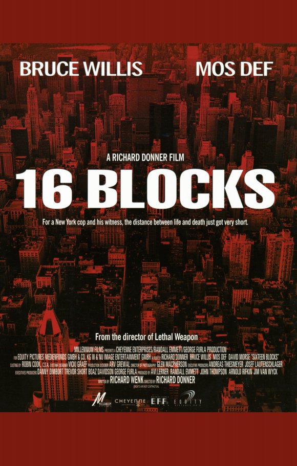 16 Blocks Movie Poster Print showcasing dramatic film imagery.