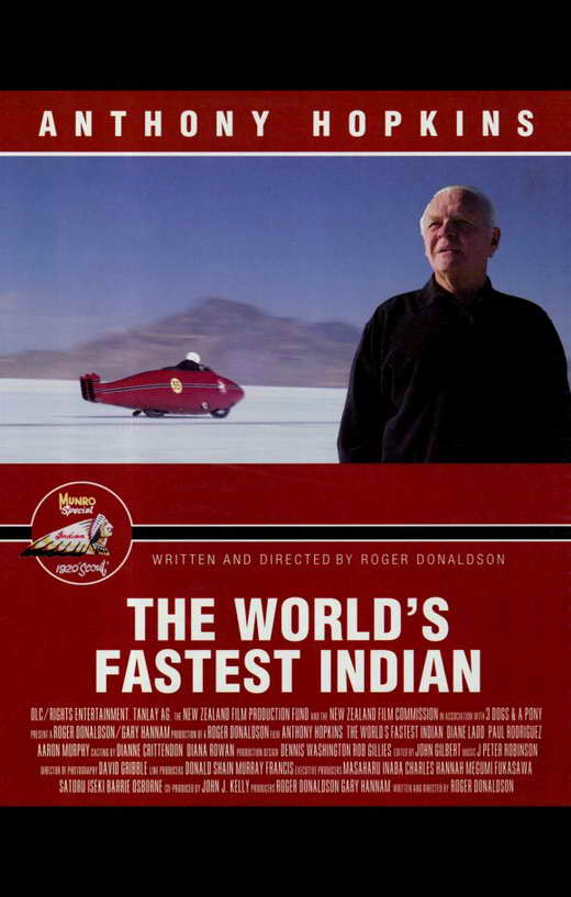 The World's Fastest Indian Movie Poster showcasing Burt Munro's iconic motorcycle.