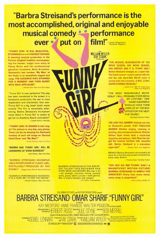 Funny Girl Movie Poster Print showcasing classic cinema art.