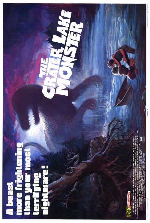 The Crater Lake Monster Movie Poster Print featuring vibrant colors and classic film design