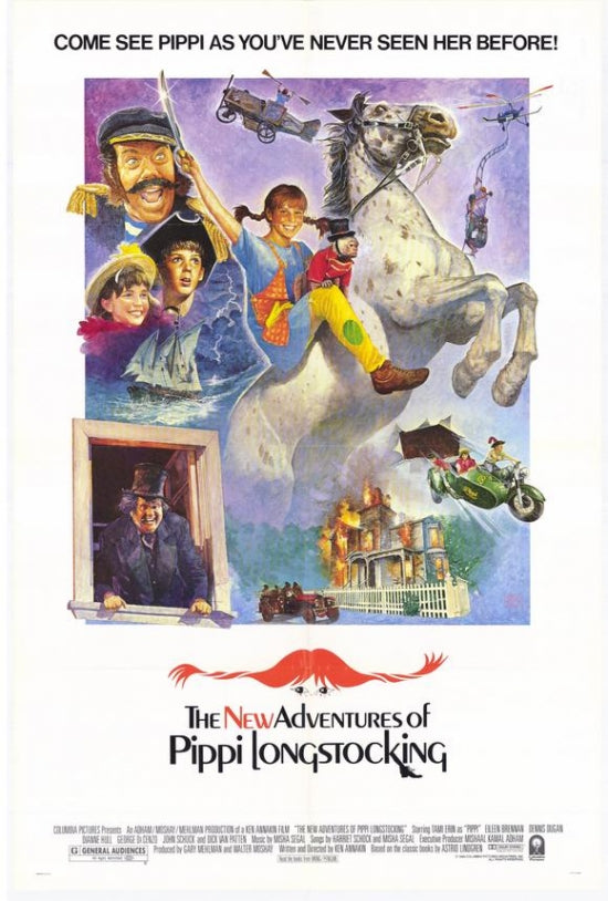 The New Adventures of Pippi Longstocking Movie Poster Print featuring whimsical design.