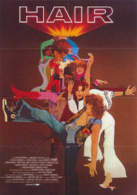 Hair Movie Poster Print featuring vibrant colors and iconic design from the 1979 musical.