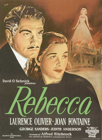 Rebecca movie poster print showcasing iconic imagery from the classic film.