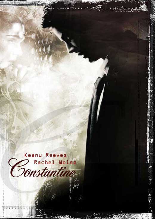 Constantine Movie Poster Print featuring dark fantasy imagery.