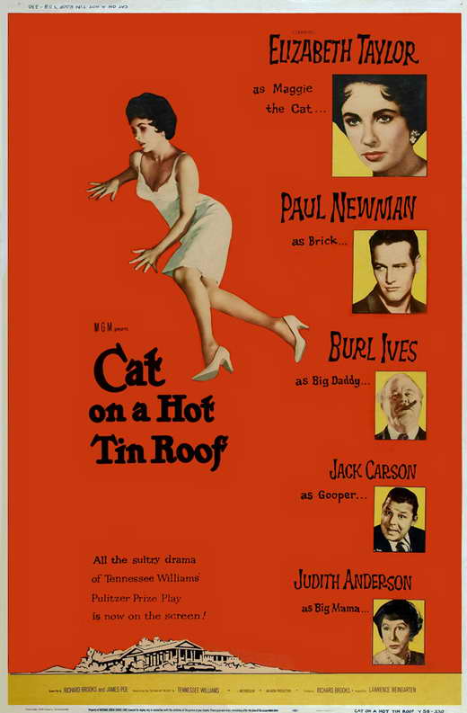 Cat on a Hot Tin Roof Movie Poster Print featuring classic cinema imagery.