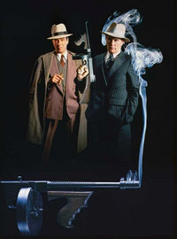 Dillinger and Capone Movie Poster Print featuring iconic gangsters.