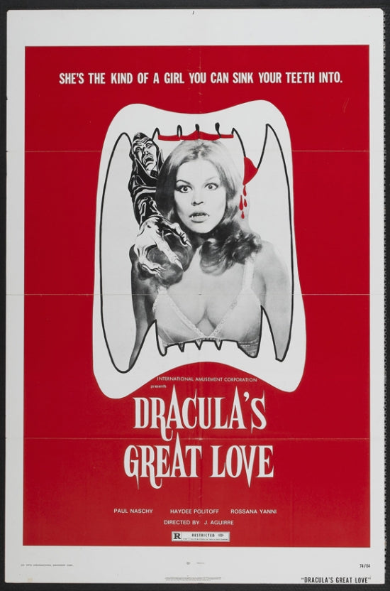 Dracula's Great Love Movie Poster Print, classic horror film artwork
