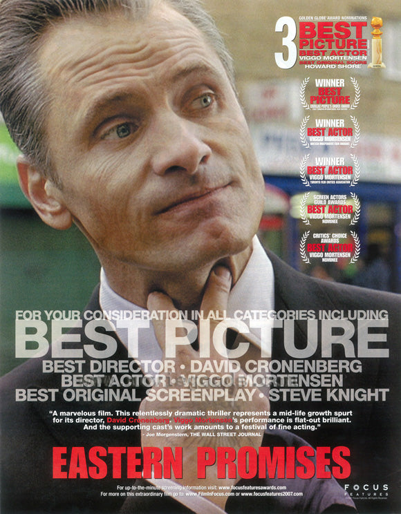 Eastern Promises Movie Poster Print showcasing intense imagery.