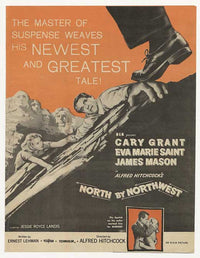 North by Northwest Movie Poster Print showcasing classic film art.