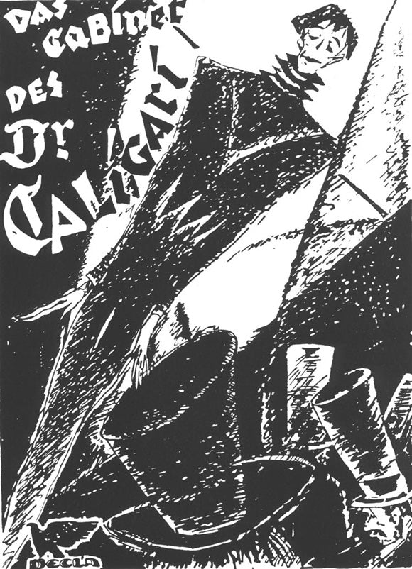 The Cabinet of Dr. Caligari Movie Poster Print featuring classic horror imagery.