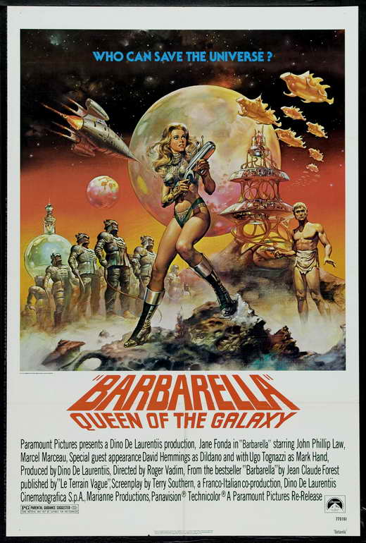 Barbarella Movie Poster Print showcasing retro sci-fi art.