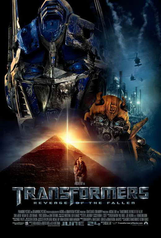 Transformers: Revenge of the Fallen Movie Poster Print featuring Autobots and Decepticons.