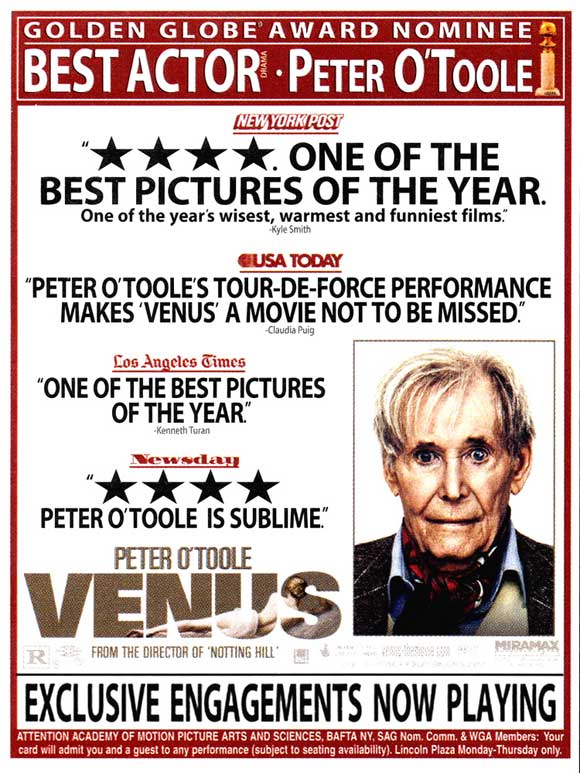 Venus Movie Poster Print showcasing stunning cinematic art.
