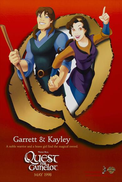 Quest for Camelot movie poster print featuring vibrant colors and fantasy theme.