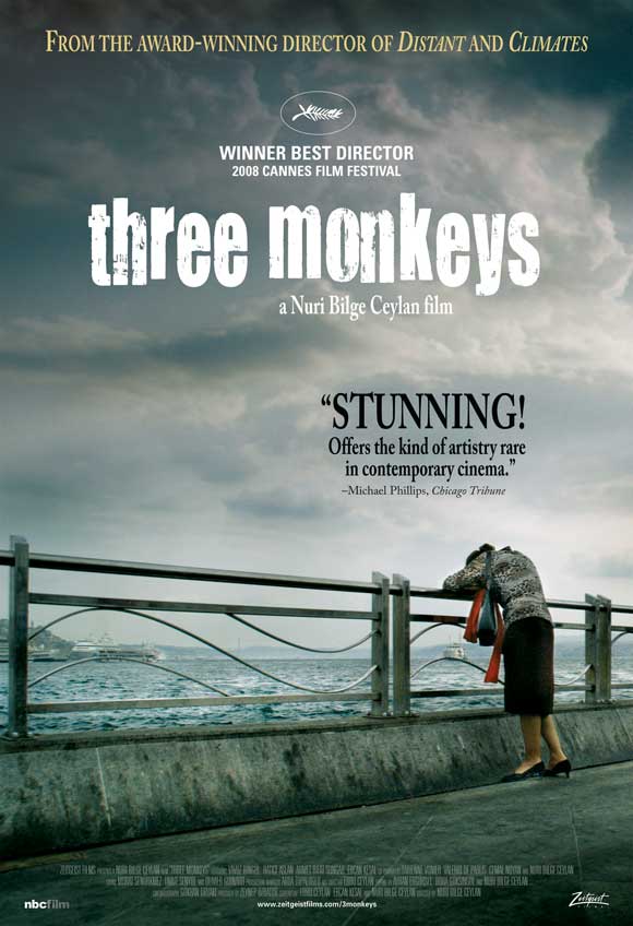 Three Monkeys Movie Poster Print featuring vibrant colors and intricate details.