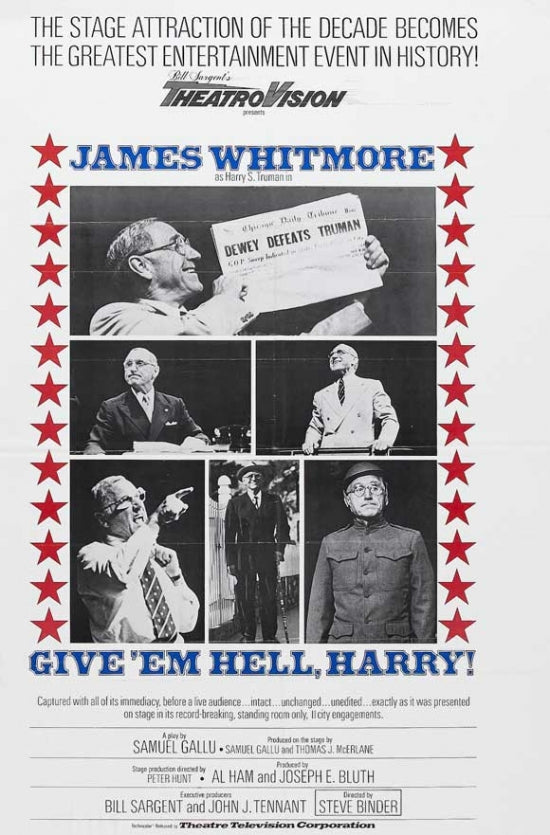 Give 'Em Hell, Harry movie poster print showcasing vibrant colors and iconic imagery.